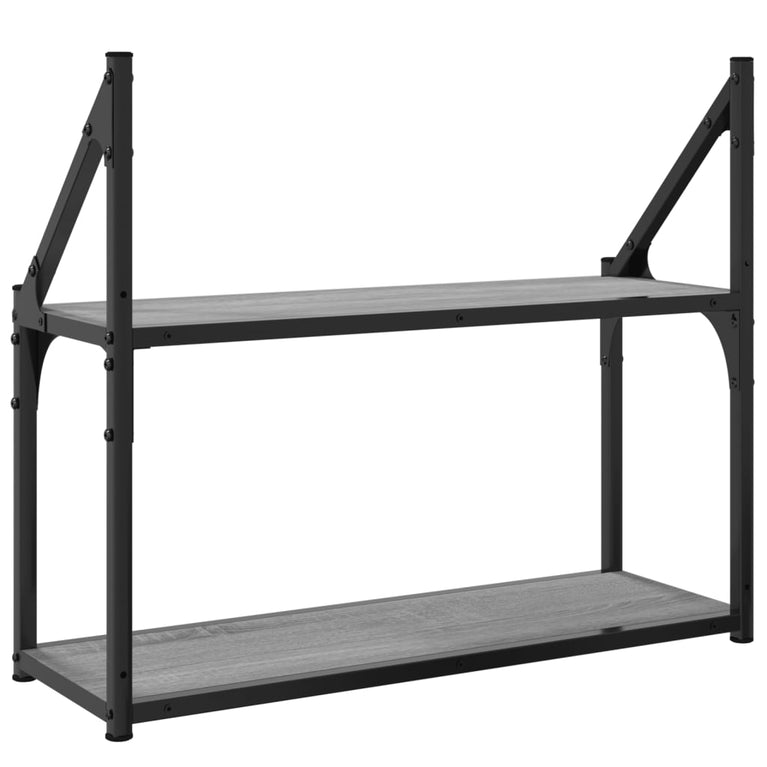 Wandrek 2-laags 60x21x51 cm bewerkt hout grijs sonoma MeubelReus