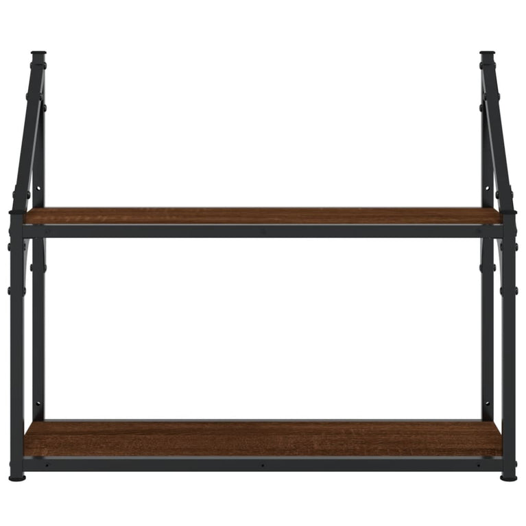Wandrek 2-laags 60x21x51 cm bewerkt hout bruin eikenkleur MeubelReus