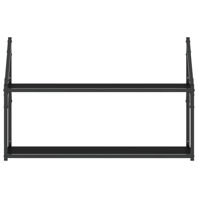 Wandrek 2-laags 80x21x51 cm bewerkt hout zwart MeubelReus