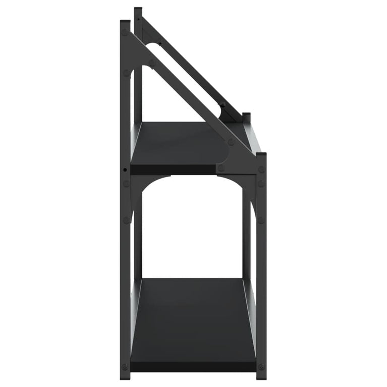 Wandrek 2-laags 80x21x51 cm bewerkt hout zwart MeubelReus