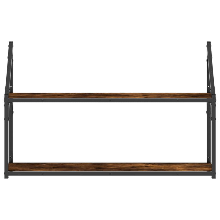 Wandrek 2-laags 80x21x51 cm bewerkt hout gerookt eikenkleurig MeubelReus