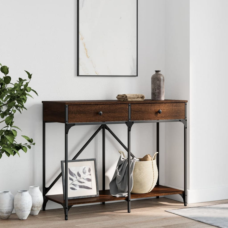 Wandtafel 100x39x78,5 cm bewerkt hout bruin eikenkleur MeubelReus