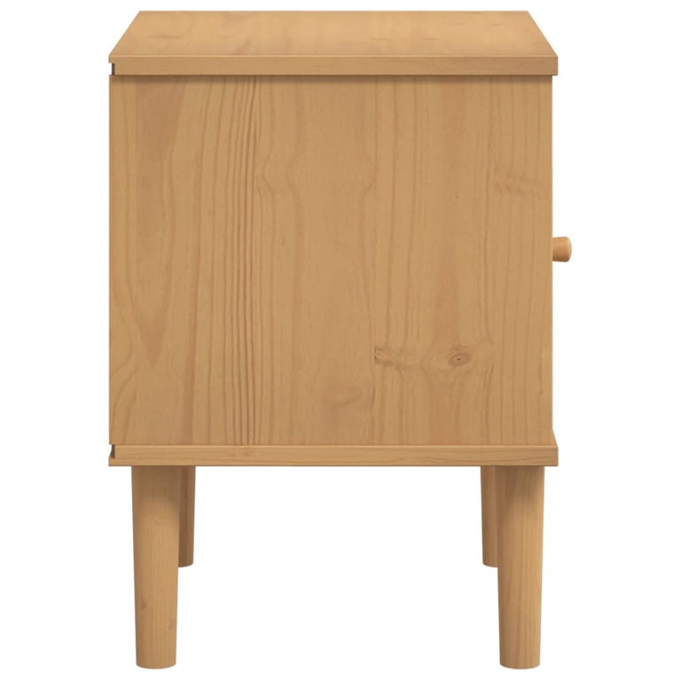 Nachtkastje SENJA rattan-look 40x35x48 cm grenenhout bruin MeubelReus