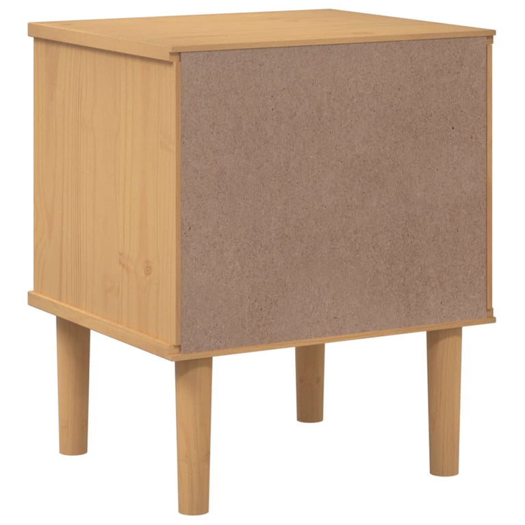 Nachtkastje SENJA rattan-look 40x35x48 cm grenenhout bruin MeubelReus