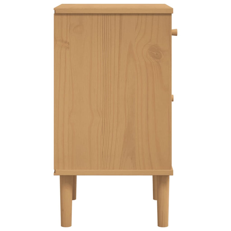 Nachtkastje SENJA rattan-look 40x35x65 cm grenenhout bruin MeubelReus