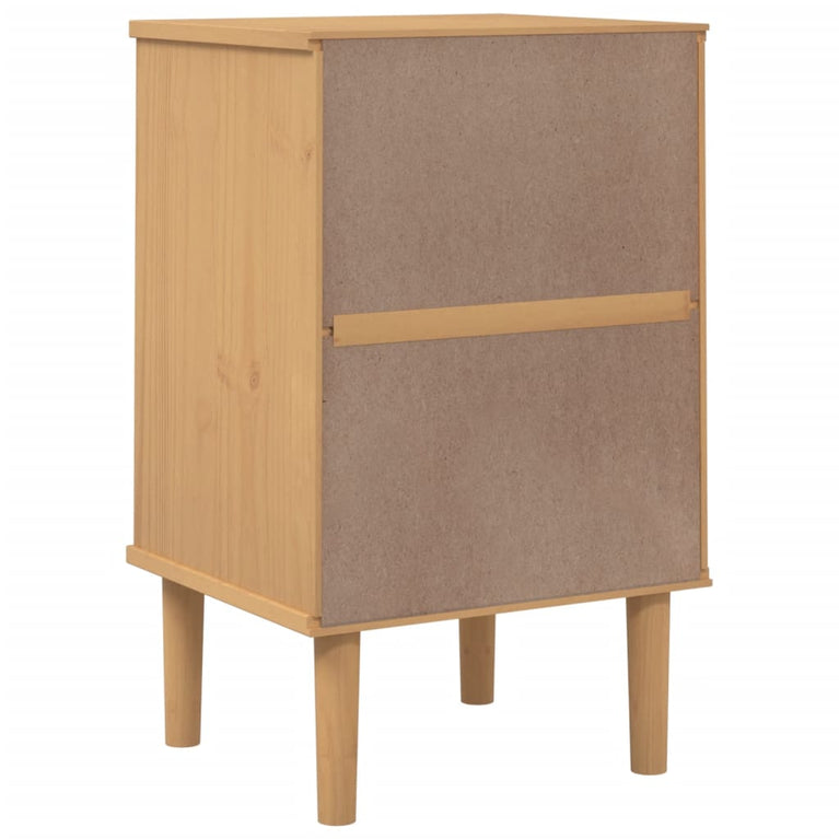 Nachtkastje SENJA rattan-look 40x35x65 cm grenenhout bruin MeubelReus