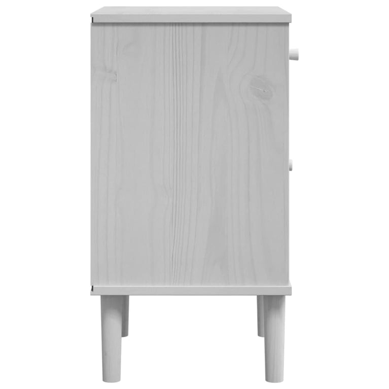 Nachtkastje SENJA rattan-look 40x35x65 cm grenenhout wit MeubelReus