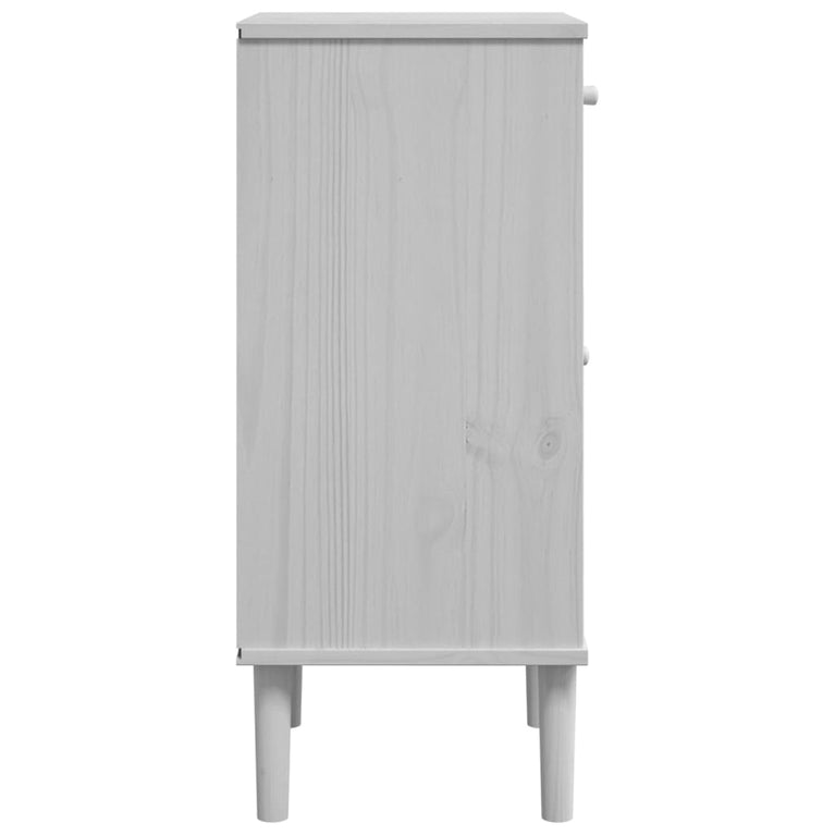 Nachtkastje SENJA rattan-look 40x35x80 cm grenenhout wit MeubelReus