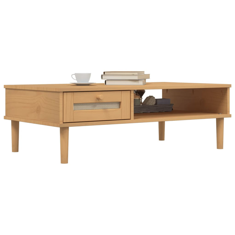 Salontafel SENJA 100x55x33 cm rattan-look massief hout bruin MeubelReus
