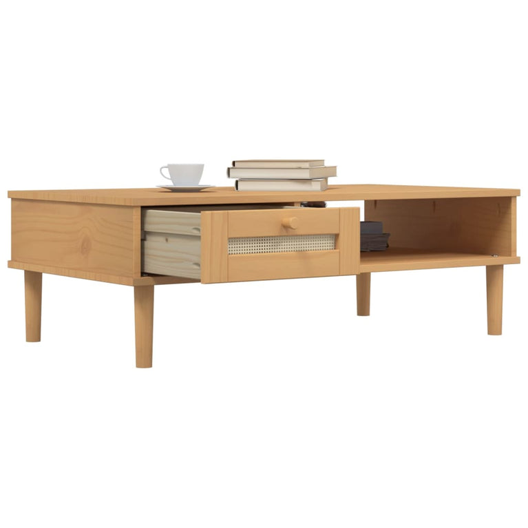 Salontafel SENJA 100x55x33 cm rattan-look massief hout bruin MeubelReus
