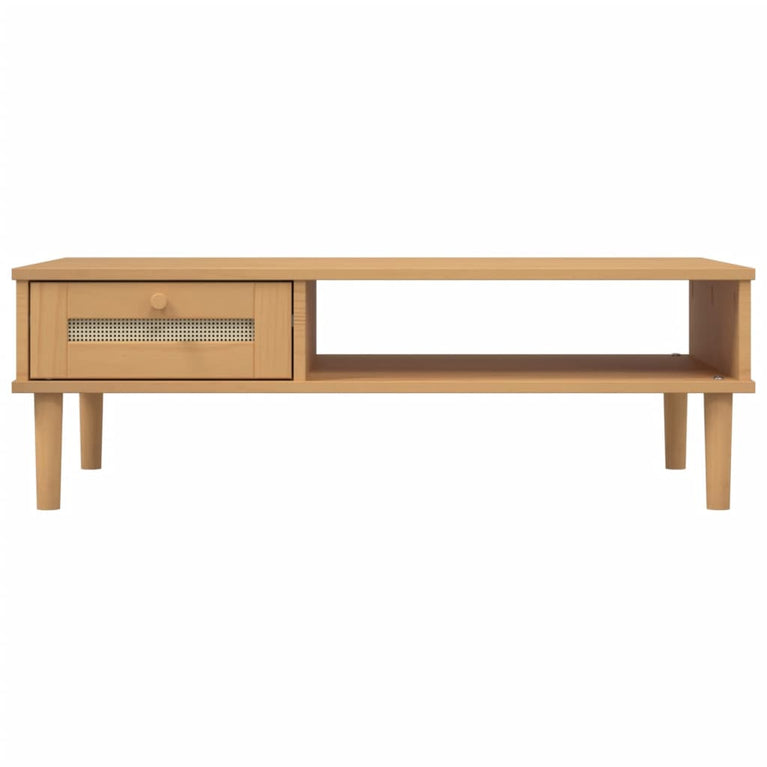 Salontafel SENJA 100x55x33 cm rattan-look massief hout bruin MeubelReus