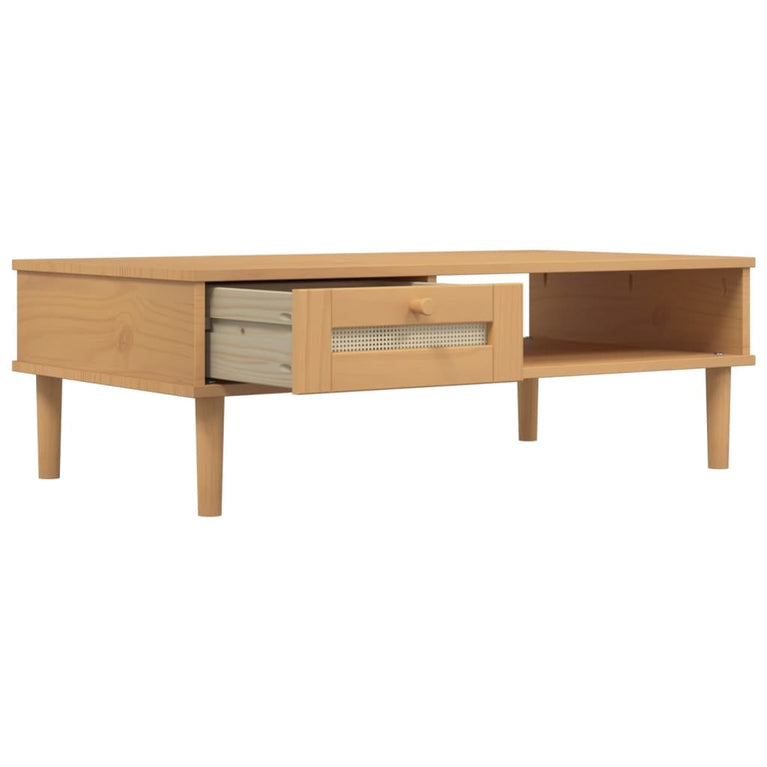 Salontafel SENJA 100x55x33 cm rattan-look massief hout bruin MeubelReus