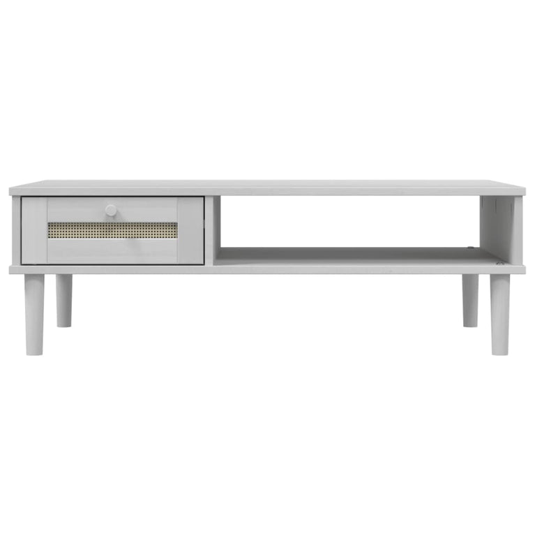 Salontafel SENJA 100x55x33 cm rattan-look massief hout wit MeubelReus