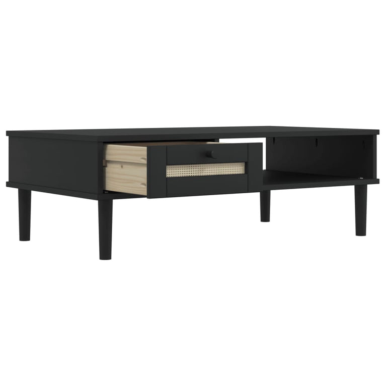 Salontafel SENJA 100x55x33 cm rattan-look massief hout zwart MeubelReus