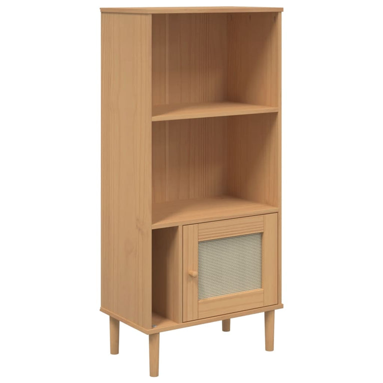 Boekenkast SENJA rattan-look 60x35x130 cm grenenhout bruin