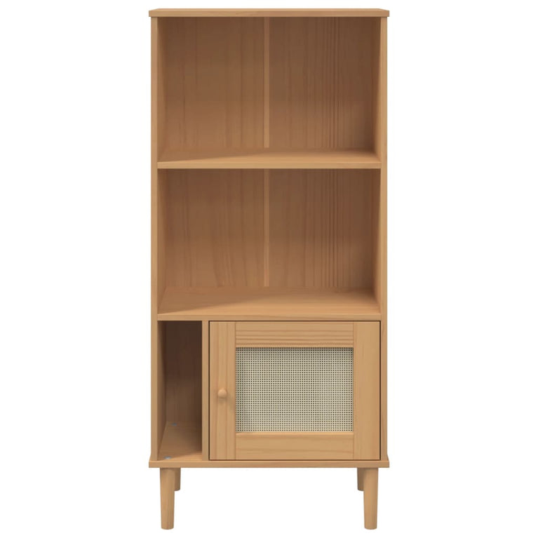 Boekenkast SENJA rattan-look 60x35x130 cm grenenhout bruin