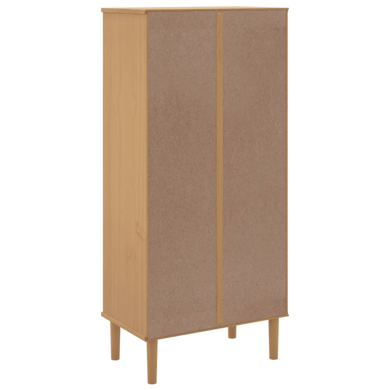 Boekenkast SENJA rattan-look 60x35x130 cm grenenhout bruin