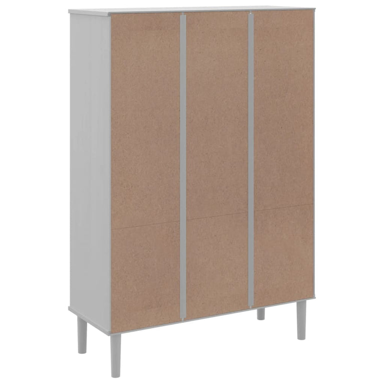 Boekenkast SENJA rattan-look 90x35x130 cm grenenhout wit