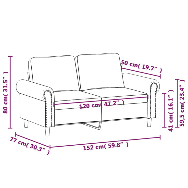 Tweezitsbank 120 cm kunstleer crèmekleurig