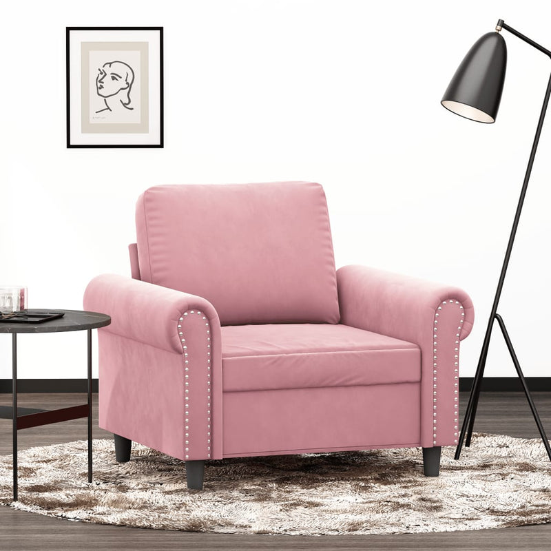 Fauteuil 60 cm fluweel roze