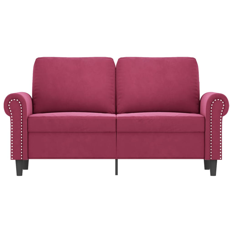 Tweezitsbank 120 cm fluweel wijnrood
