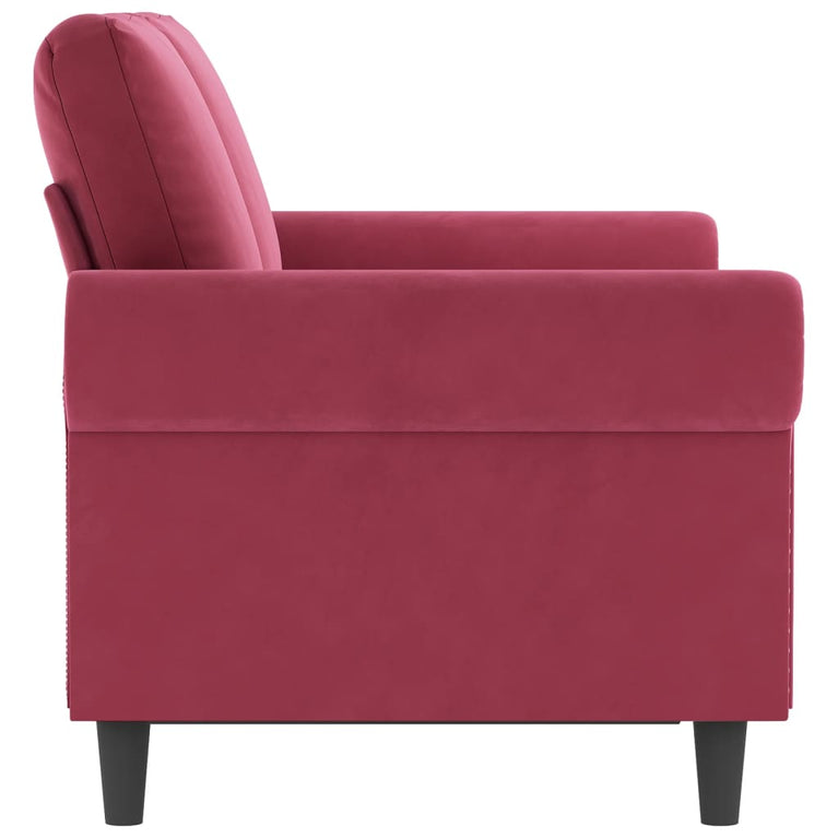 Tweezitsbank 120 cm fluweel wijnrood