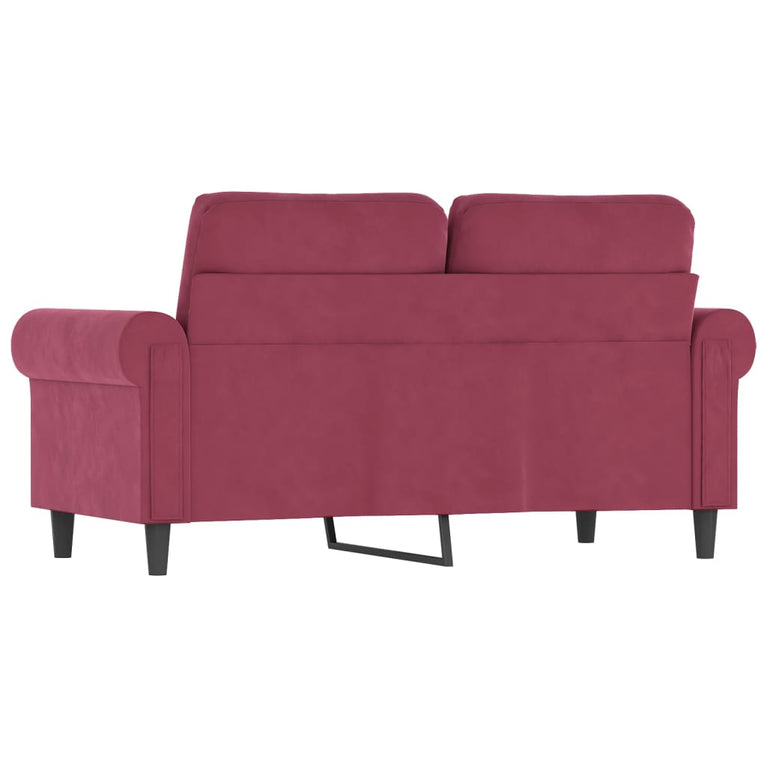 Tweezitsbank 120 cm fluweel wijnrood
