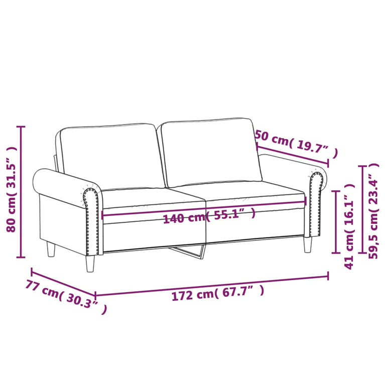 Tweezitsbank 140 cm stof bruin
