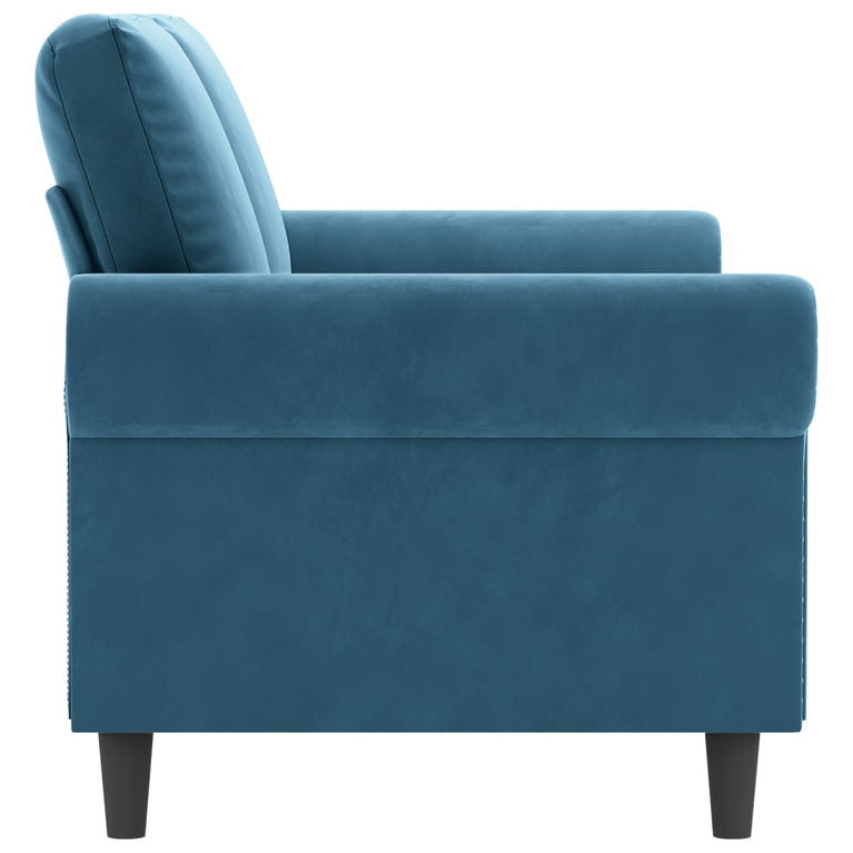 Tweezitsbank 140 cm fluweel blauw