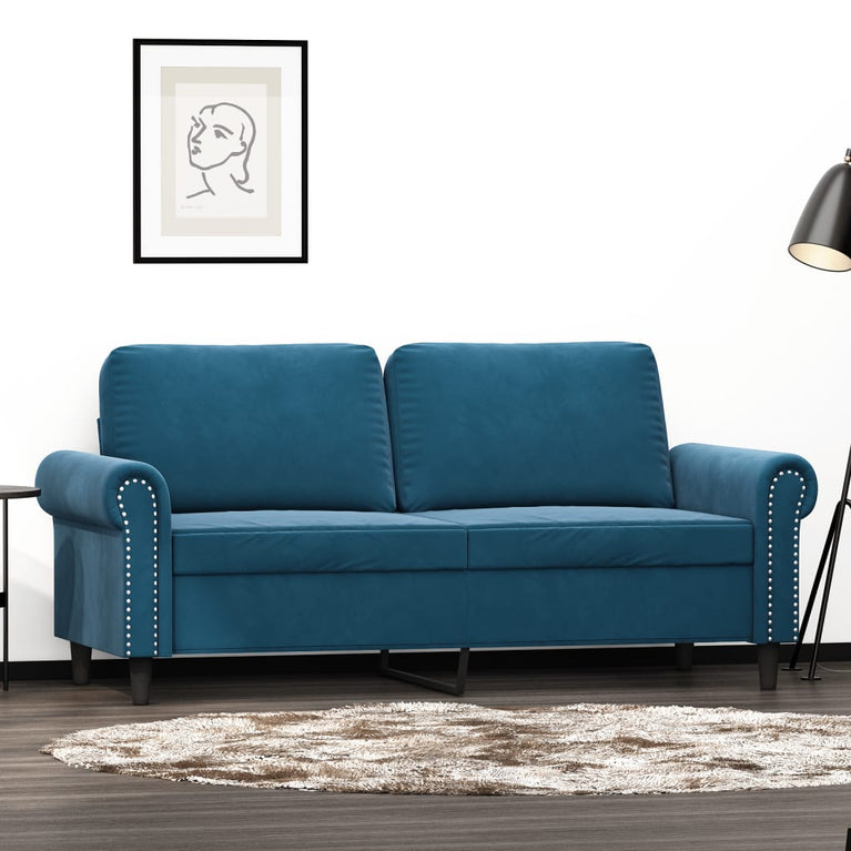 Tweezitsbank 140 cm fluweel blauw
