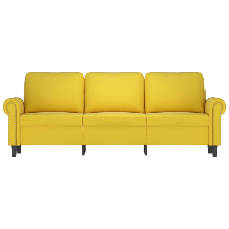 Driezitsbank 180 cm fluweel geel