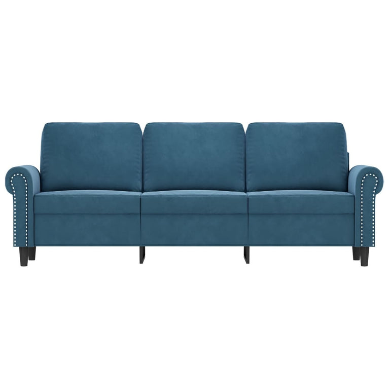 Driezitsbank 180 cm fluweel blauw