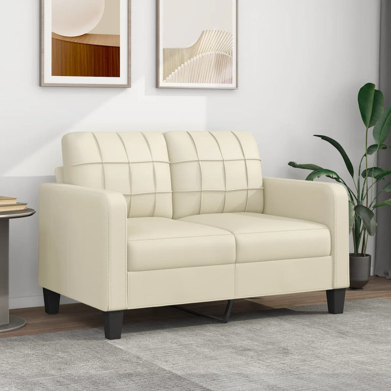 Tweezitsbank 120 cm kunstleer crèmekleurig