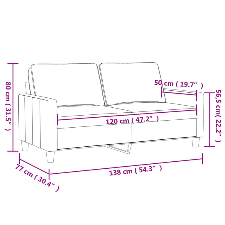 Tweezitsbank 120 cm stof wijnrood MeubelReus