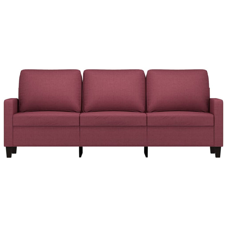 Driezitsbank 180 cm stof wijnrood