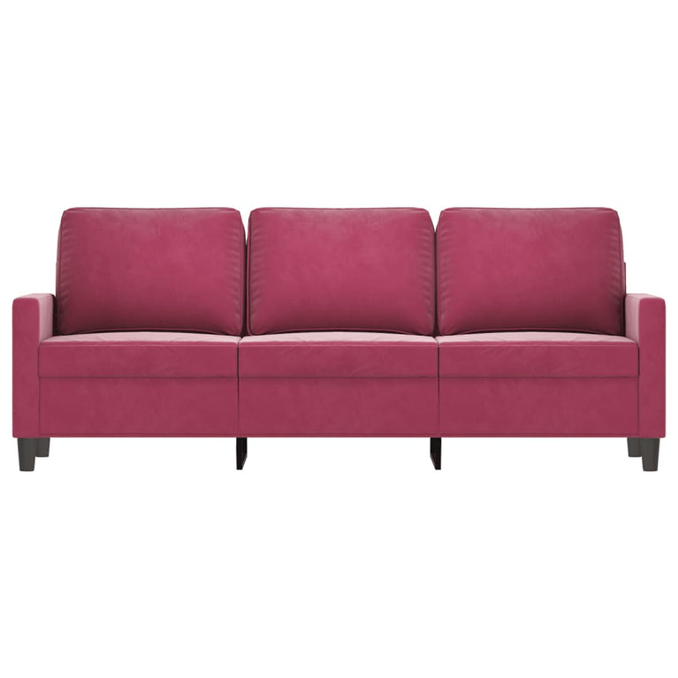 Driezitsbank 180 cm fluweel wijnrood