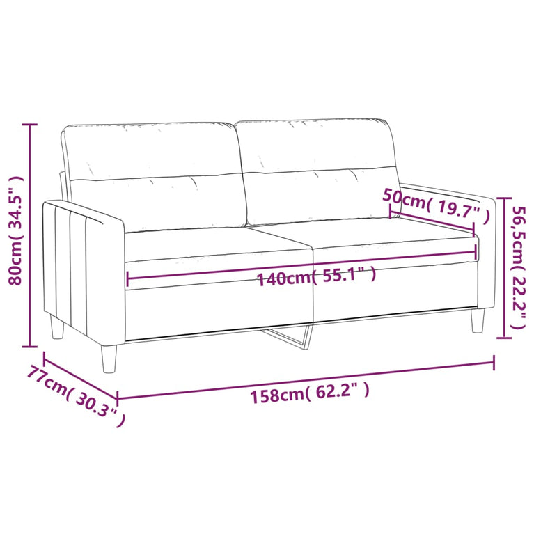 Tweezitsbank 140 cm stof lichtgrijs MeubelReus