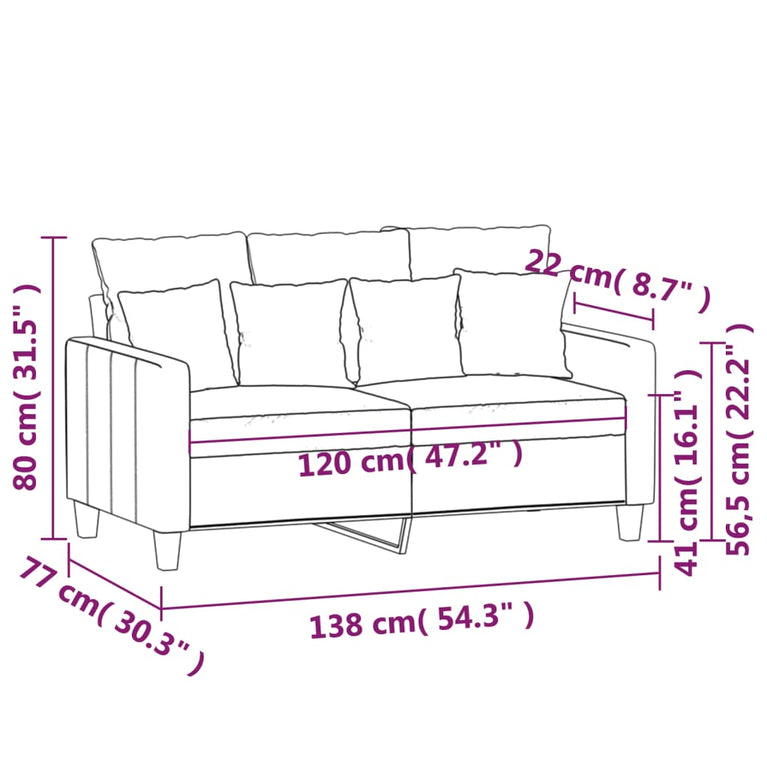 Tweezitsbank 120 cm stof donkergrijs