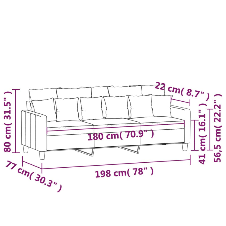 Driezitsbank 180 cm stof bruin MeubelReus