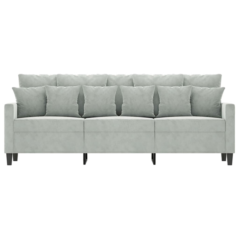 Driezitsbank 180 cm fluweel lichtgrijs