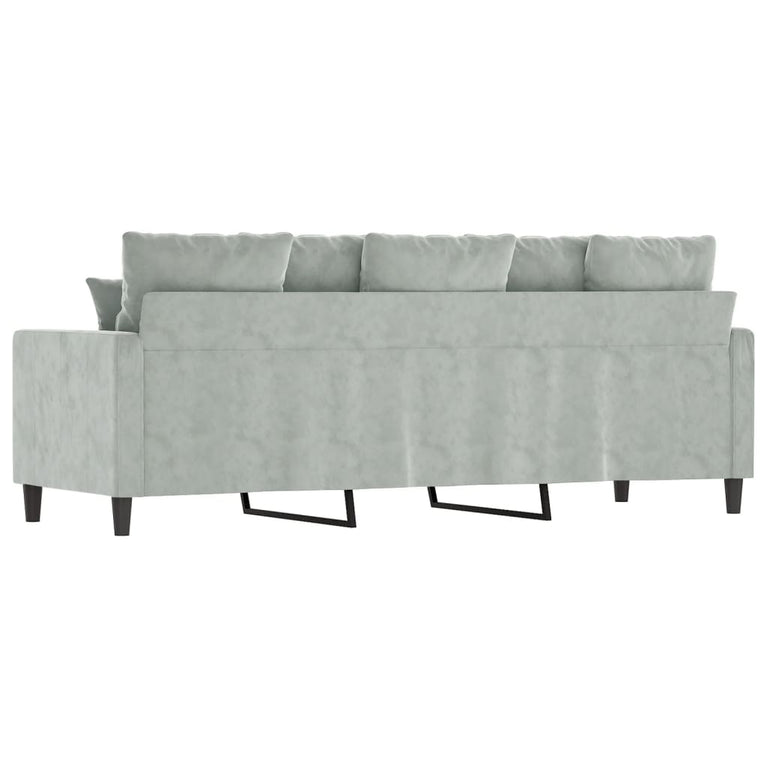 Driezitsbank 180 cm fluweel lichtgrijs