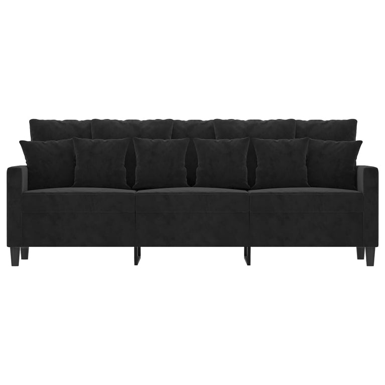 Driezitsbank 180 cm fluweel zwart
