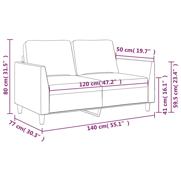 Tweezitsbank 120 cm kunstleer crèmekleurig MeubelReus