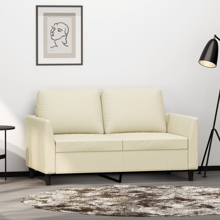 Tweezitsbank 120 cm kunstleer crèmekleurig MeubelReus