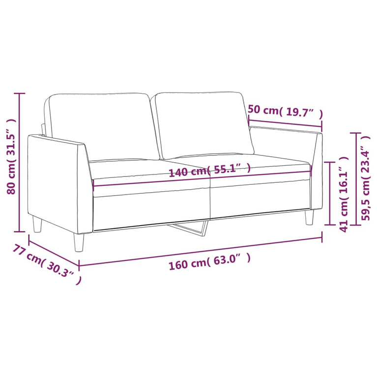 Tweezitsbank 140 cm kunstleer grijs MeubelReus