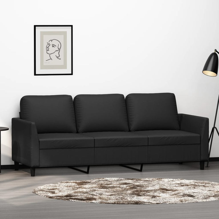 Driezitsbank 180 cm kunstleer zwart MeubelReus