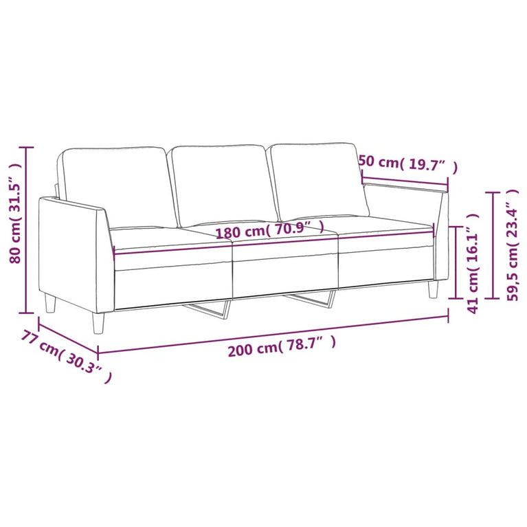 Driezitsbank 180 cm kunstleer crèmekleurig MeubelReus