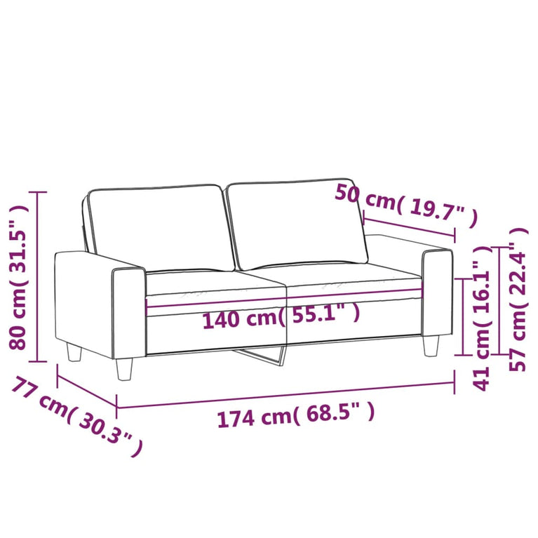 Tweezitsbank 140 cm stof crèmekleurig