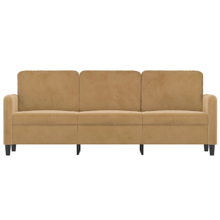 Driezitsbank 180 cm fluweel bruin