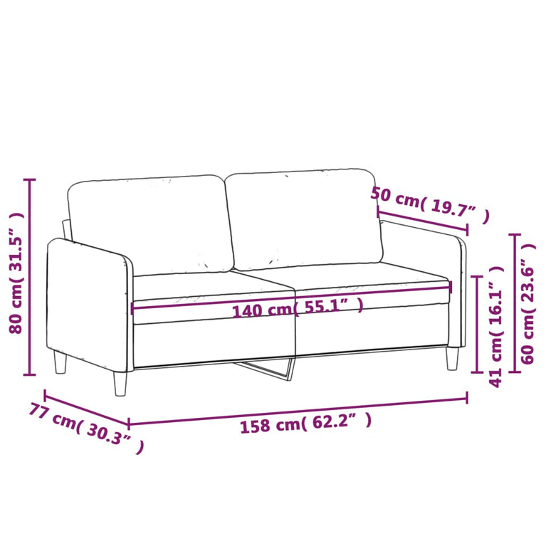 Tweezitsbank 140 cm stof wijnrood